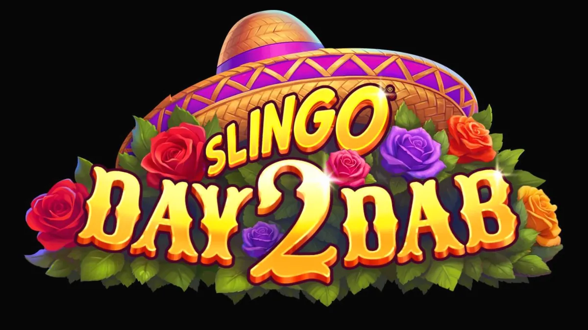 Tampilan visual ceria dari permainan slot Slingo Day 2 Dab dengan elemen budaya Meksiko